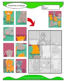 Puzzle Kes Yapıştır Çalışma Sayfaları